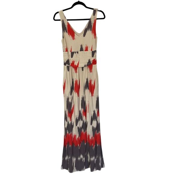 Maeve Anthropologie Dress Womens Small Sabine Ikat Print Sleeveless V-Neck Maxi - Picture 2 of 11